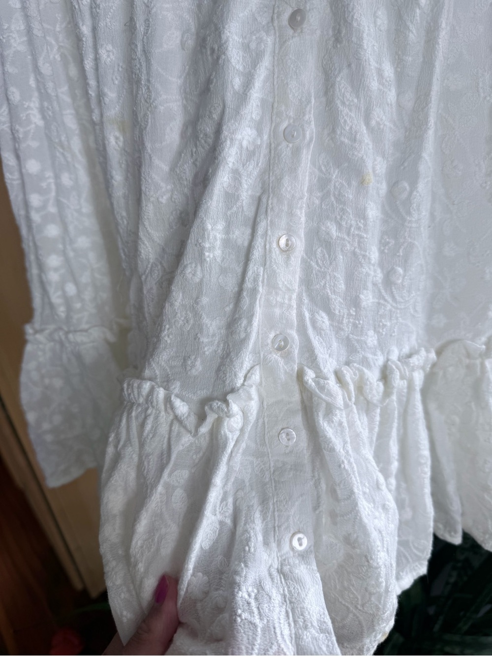Line & Dot White Textured Ruffle Mini Dress - Picture 10 of 12